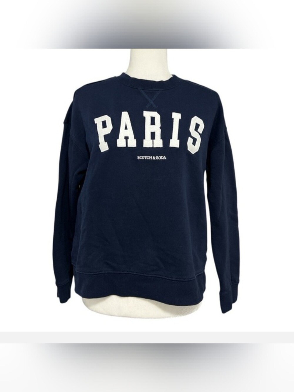 Scotch & Soda Navy Blue PARIS Sweatshirt with White Lettering - Picture 8 of 8